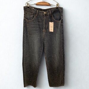 Zara Sparkle Wide Leg Denim Jeans